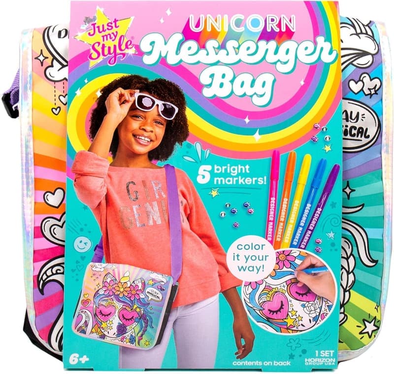 Personalized Unicorn Doodle Messenger Bag for Girls, Ages 6-9