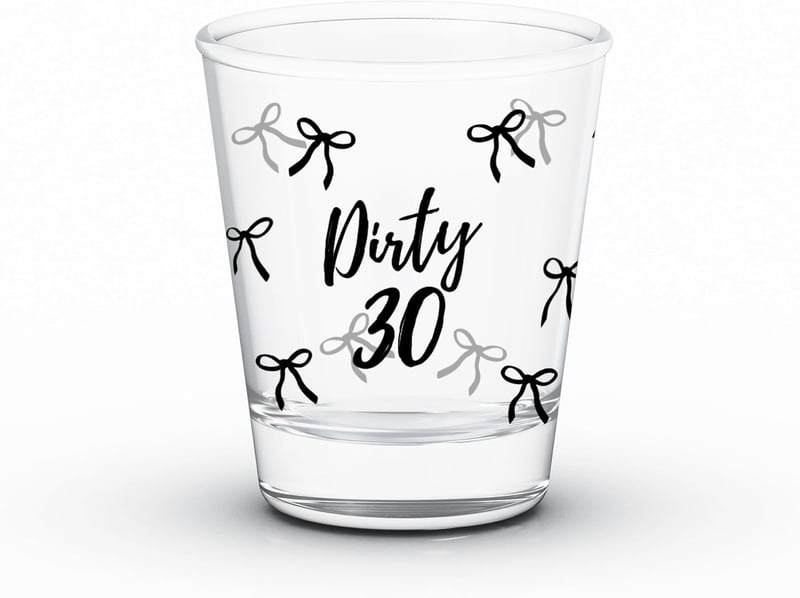 30th Birthday Shot Glass - 2oz Gift with Bow for Women