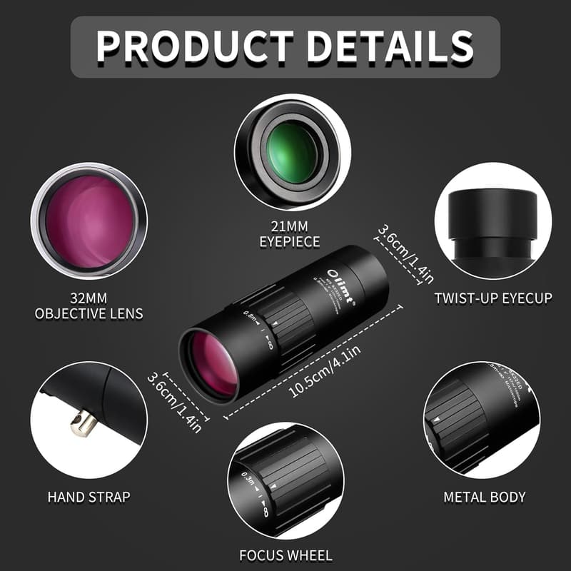 Compact 8x32 Mini Monocular Telescope for Adults