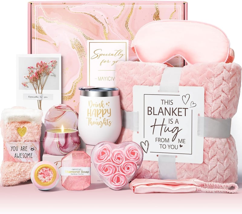 Get Well Soon Spa Gift Basket for Women with Luxury Blanket