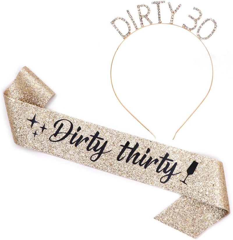 30th Birthday Sash & Rhinestone Headband Set for Women