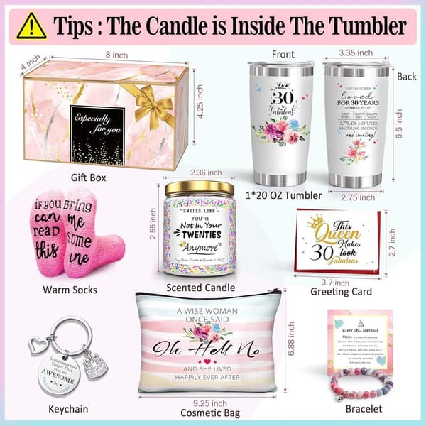 30th Birthday Tumblers Set for Women - Fun Gift Ideas