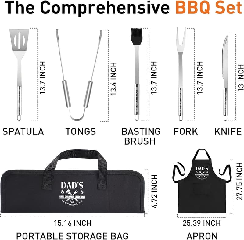 Father's Day Engraved Stainless Steel BBQ Tools Set