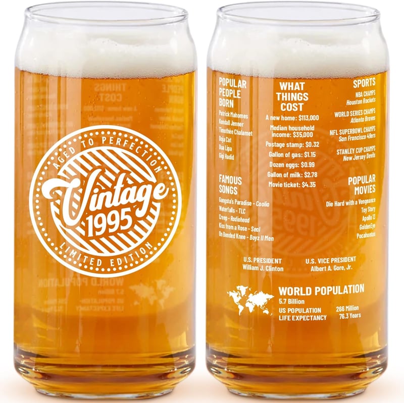 30th Birthday Vintage Beer Can Glass Gift for Men
