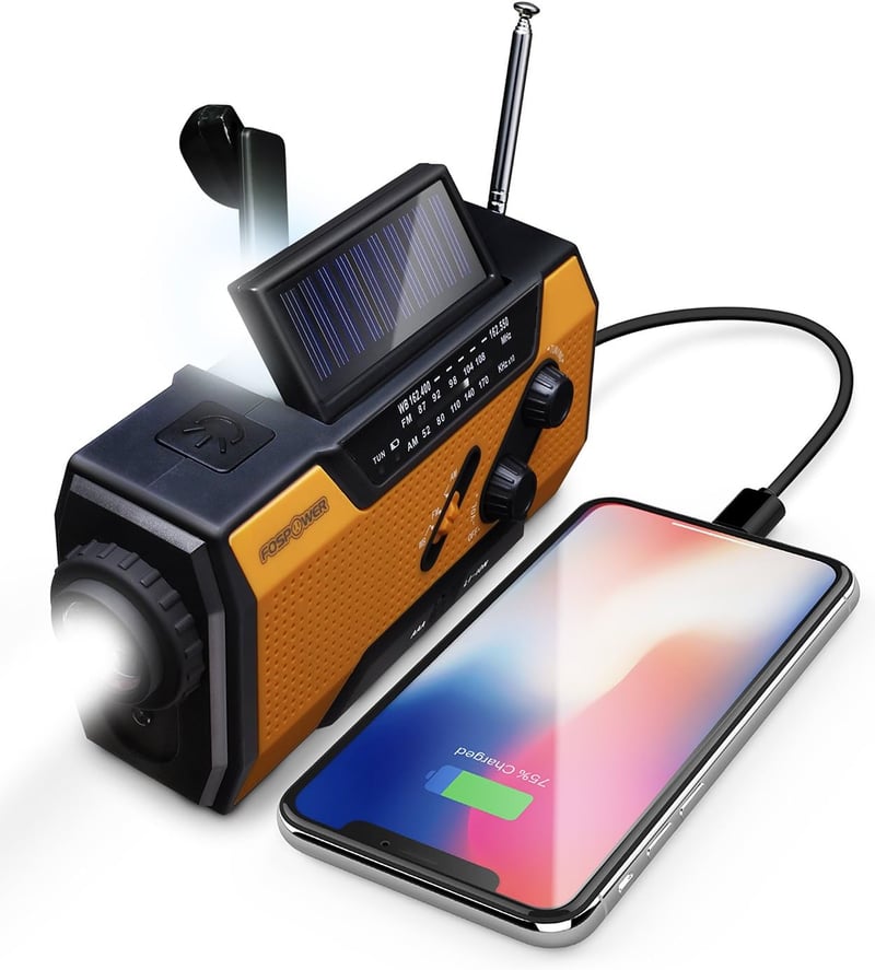 Emergency Weather Radio with 7400mAh Power Bank & SOS Flashlight
