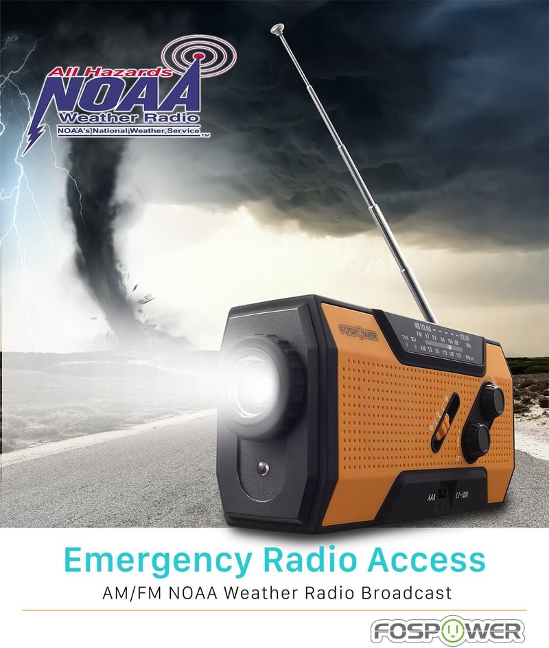 Emergency Weather Radio with 7400mAh Power Bank & SOS Flashlight