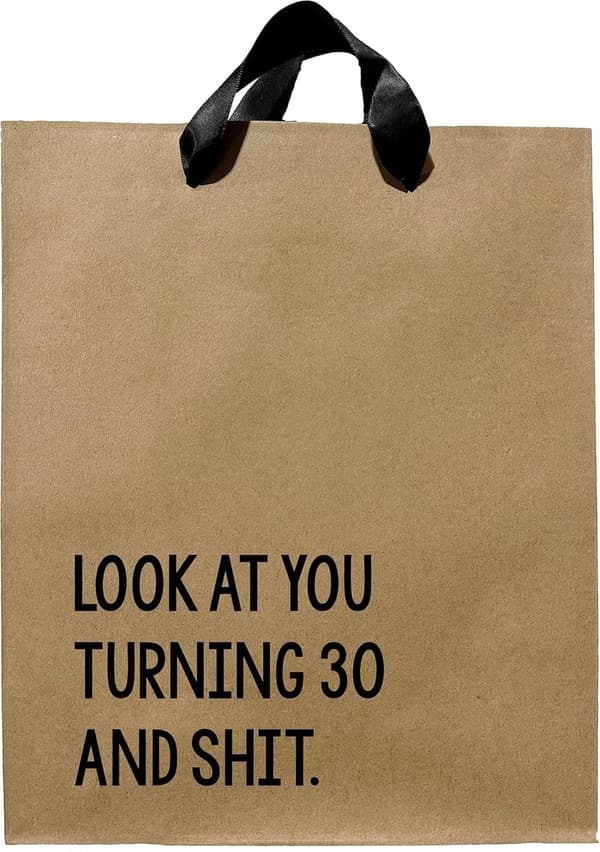 30th Birthday Funny Gift Bag - Kraft with Black Ribbon Handles