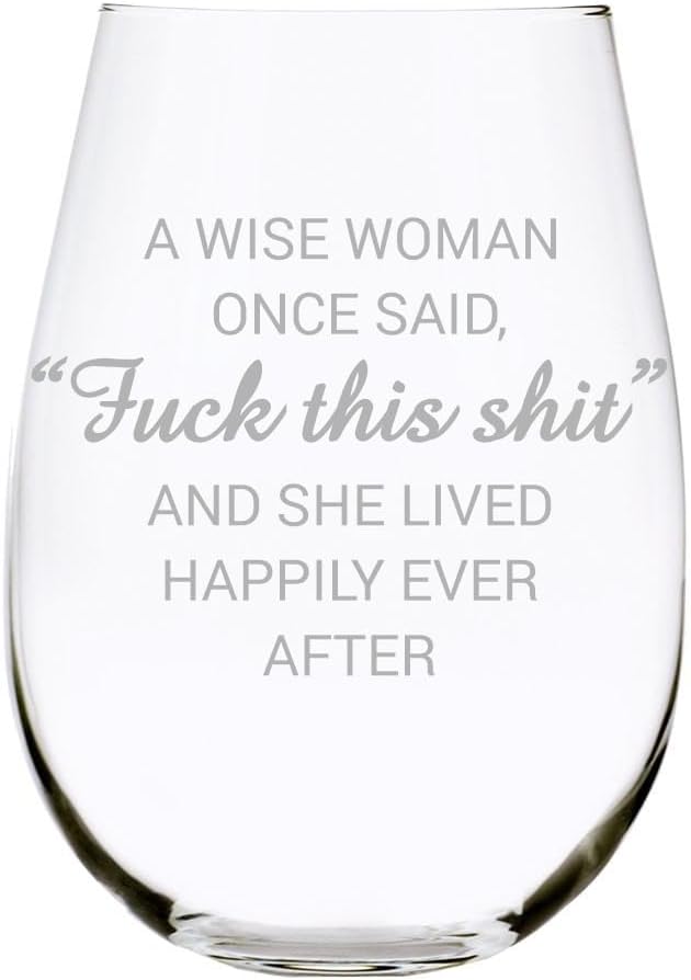 Funny Stemless Wine Glass 17 oz - Gag Gift for Women