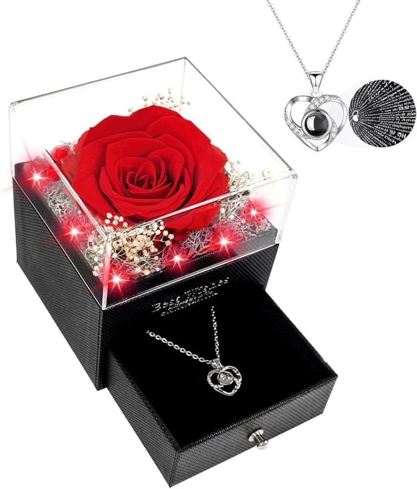 Eternal Rose Heart Necklace - Romantic Gift for Women