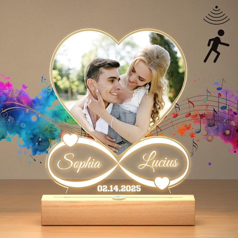 Personalized Anniversary Music Plaque with Photo & Night Light