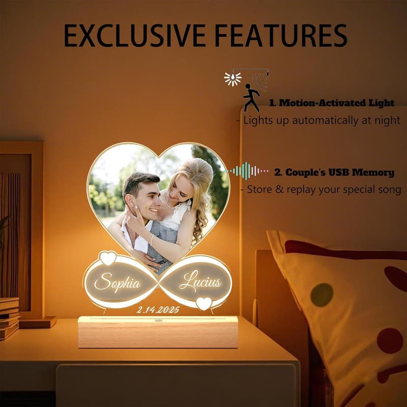 Personalized Anniversary Music Plaque with Photo & Night Light