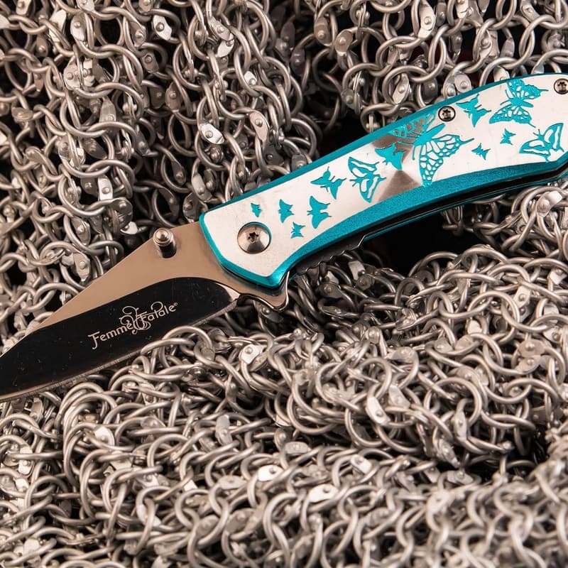 Femme Fatale Folding Pocket Knife with Butterflies - EDC Tool