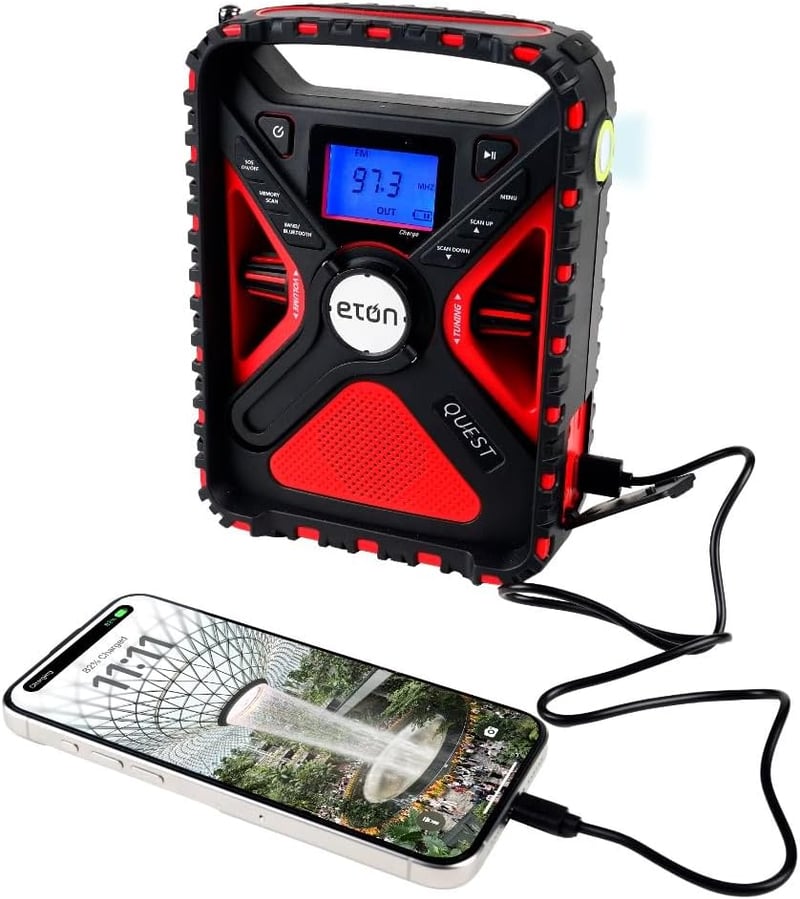 Emergency Hand Crank NOAA Weather Radio with Bluetooth & Solar