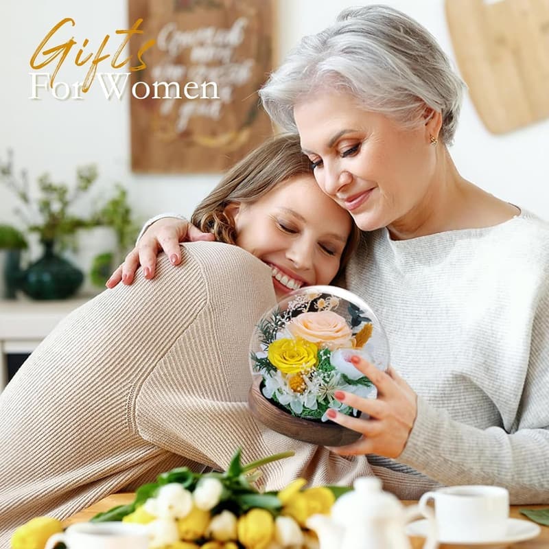 Eternal Roses in Glass Dome - Valentine's Gift for Women