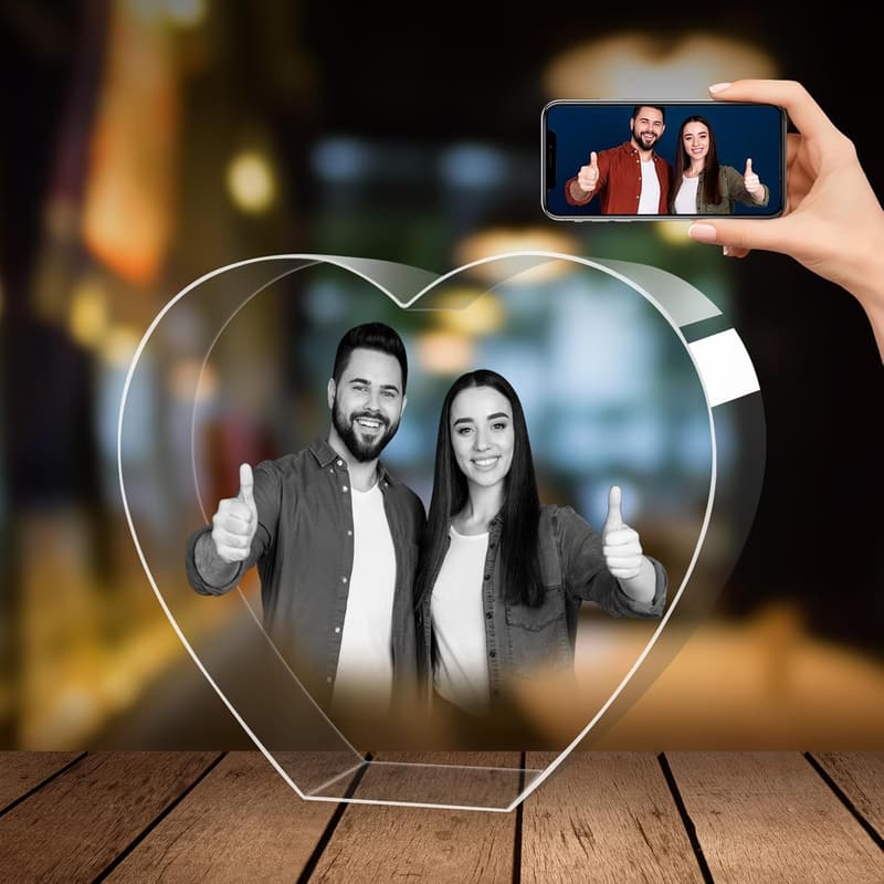 Personalized 3D Crystal Photo Gift with LED Base