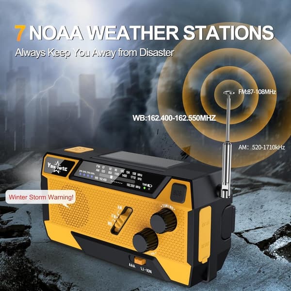 Emergency Hand Crank NOAA Weather Radio with Solar Power
