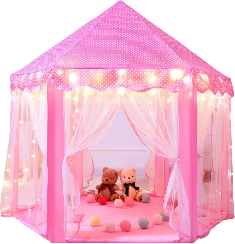 Princess Castle Play Tent for Girls with Fairy Lights – Indoor/Outdoor