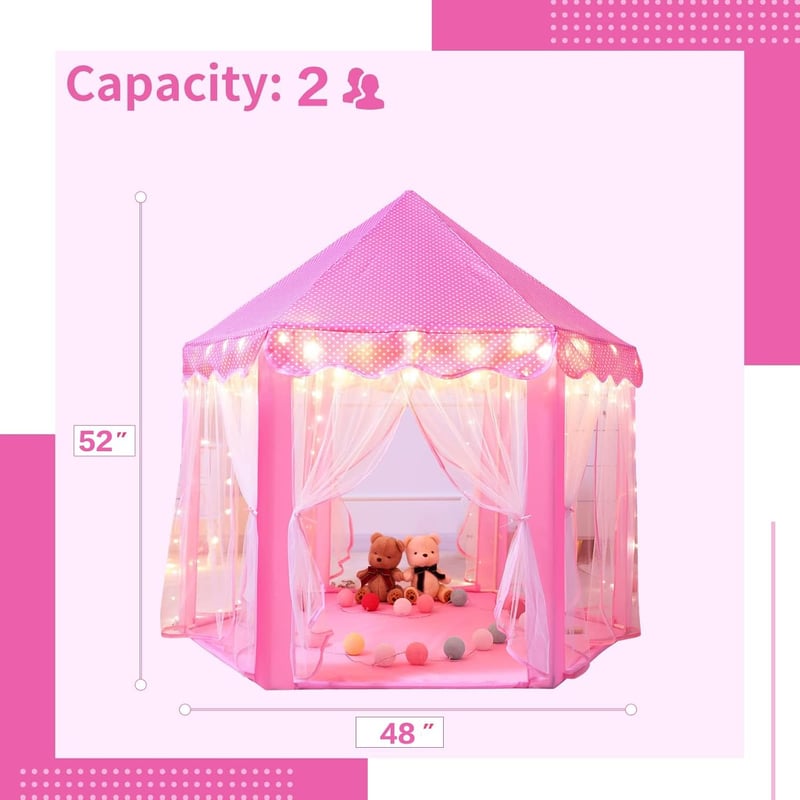 Princess Castle Play Tent for Girls with Fairy Lights – Indoor/Outdoor