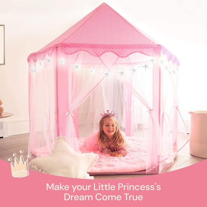 Kids' Princess Tent with LED Star Lights - 55