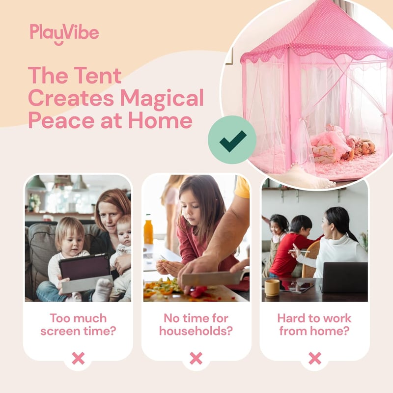Kids' Princess Tent with LED Star Lights - 55
