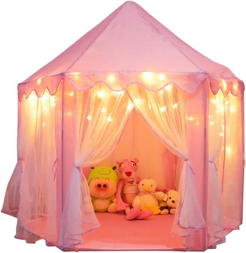 Girls' Princess Castle Playhouse Tent with LED Lights - 55