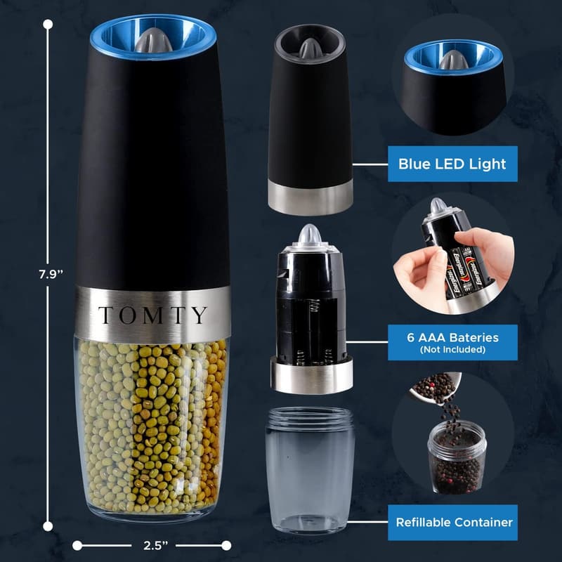 Battery-Operated Electric Salt and Pepper Grinder Set