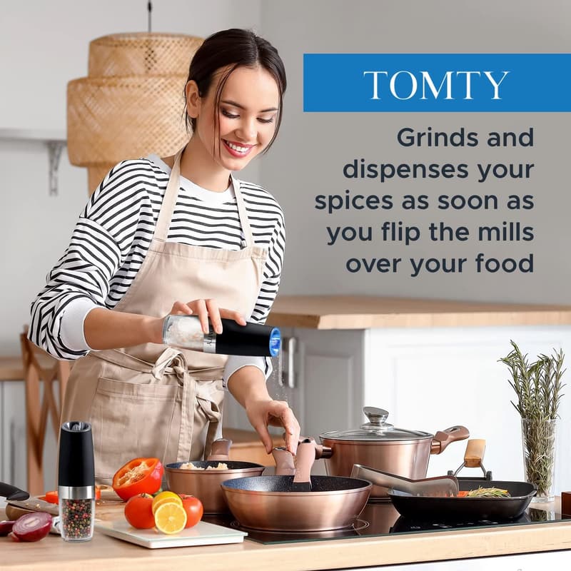 Battery-Operated Electric Salt and Pepper Grinder Set