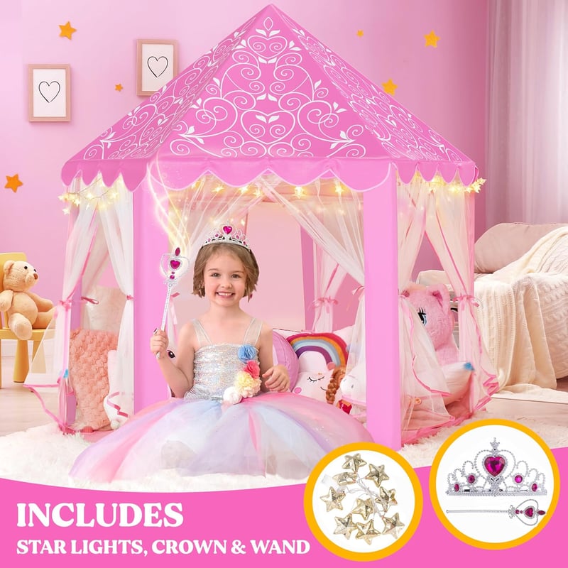 Kids' Fantasy Tent with LED Lights & Sound Button