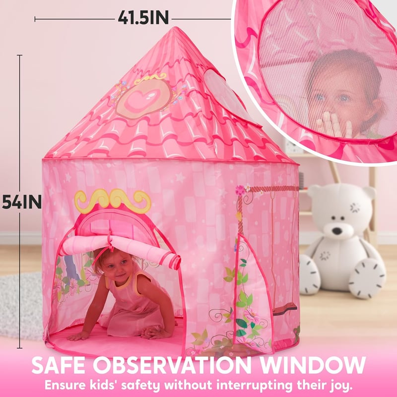 Princess Play Tent for Kids - Large Pop-Up Castle for Indoor/Outdoor Fun