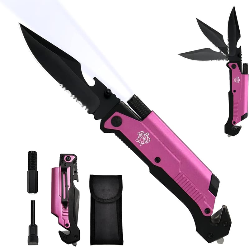 7-in-1 Multi-Function Tactical Folding Knife (Pink)