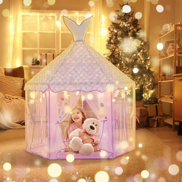 Ocean-Themed Princess Play Tent with Lights for Toddler Girls