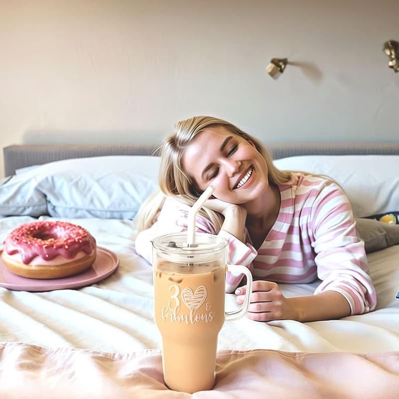 30th Birthday Glass Tumbler for Women - 33oz