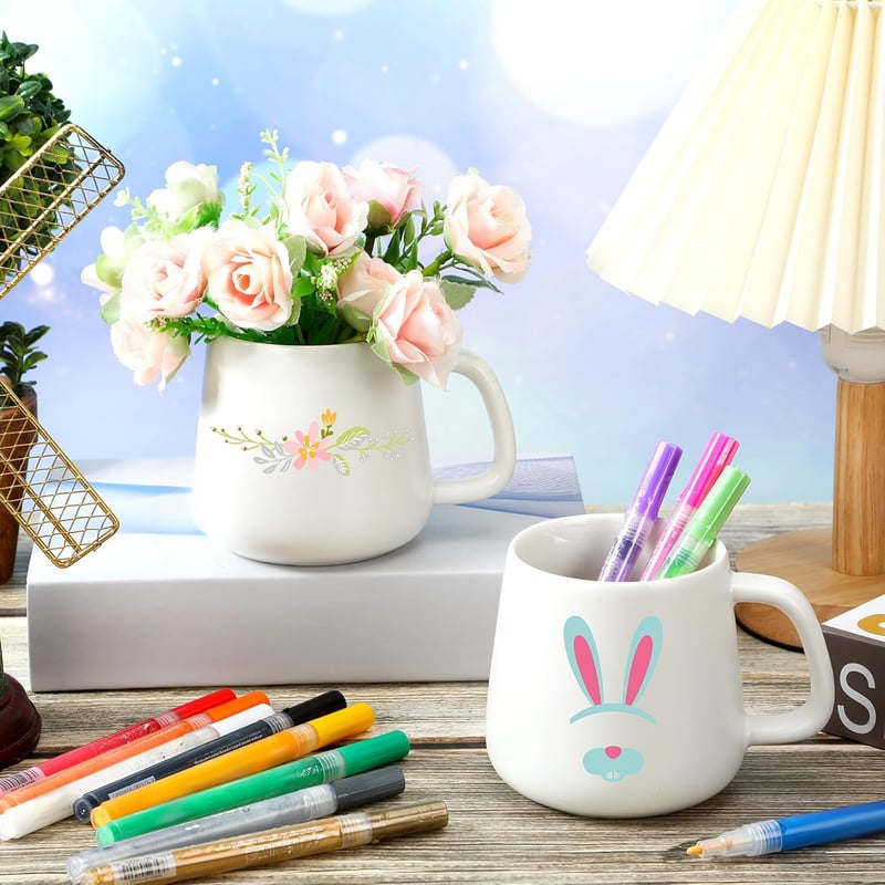 DIY Painted Ceramic Mug Kit – 18 Pieces for Keepsake Crafts