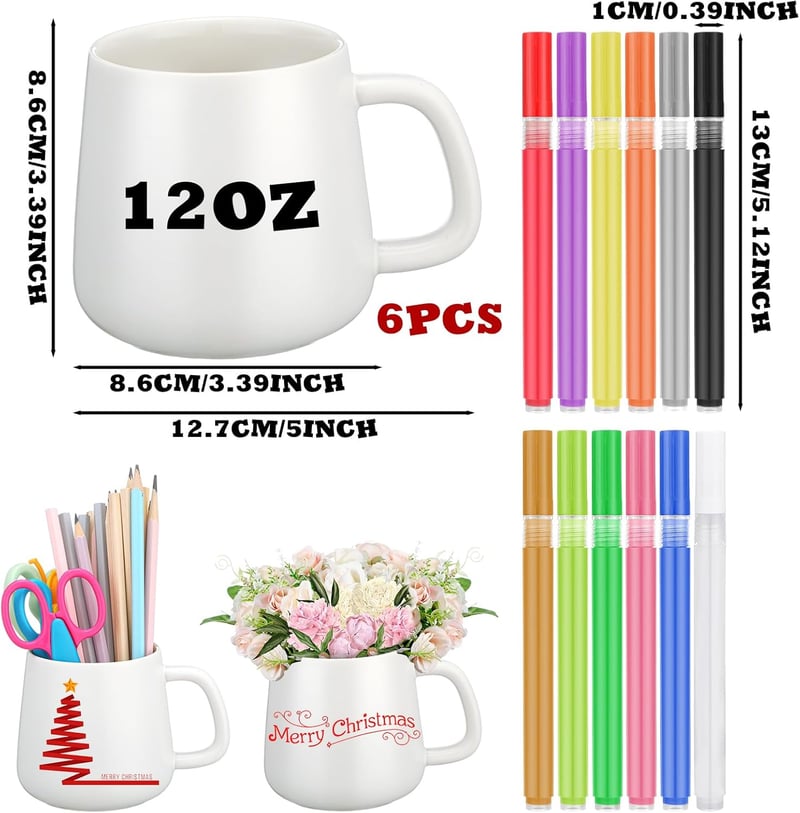DIY Painted Ceramic Mug Kit – 18 Pieces for Keepsake Crafts