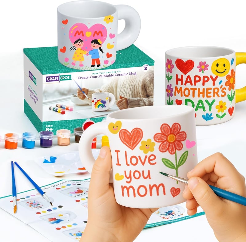 Mother's Day DIY Mug Painting Kit - Personalize with 12 Paints