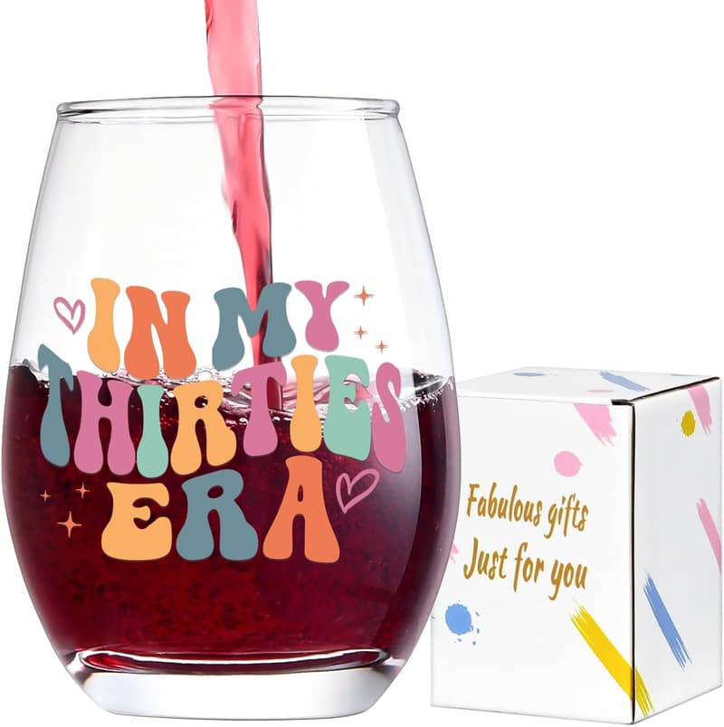 30th Birthday Wine Glass for Women, 15oz 