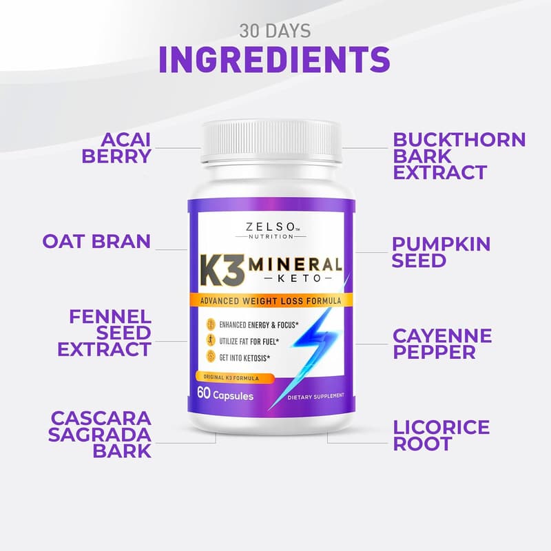K3 Mineral Weight Loss Pills - 3-Month Keto Supplement for All