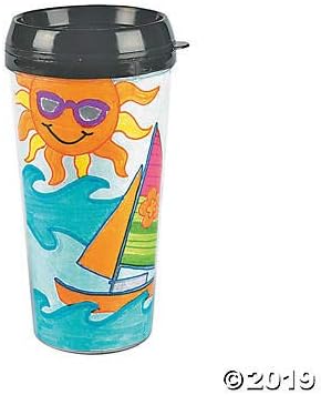 DIY Travel Coffee Mugs Set - 6 Pieces, 16 oz, BPA-Free Plastic