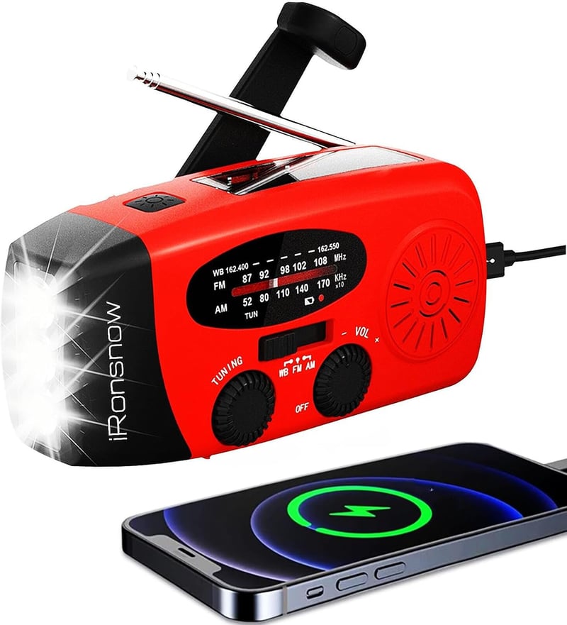 Portable NOAA Weather Radio with Hand Crank & USB Charger