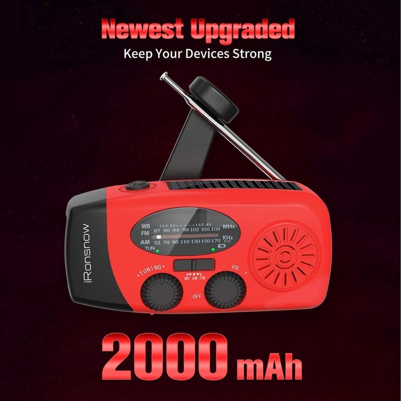 Portable NOAA Weather Radio with Hand Crank & USB Charger