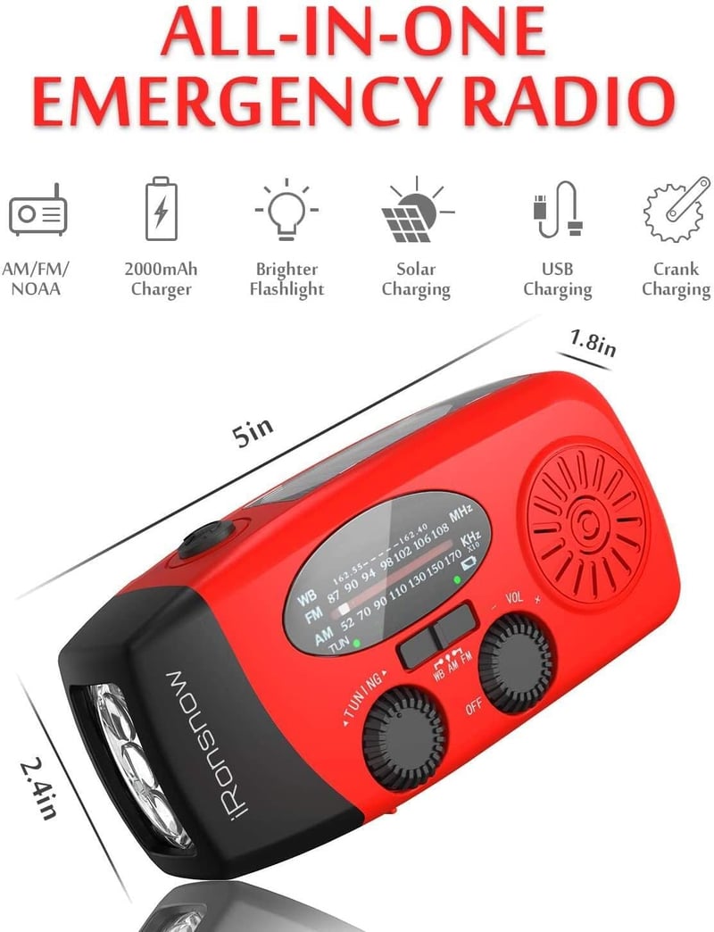 Portable NOAA Weather Radio with Hand Crank & USB Charger
