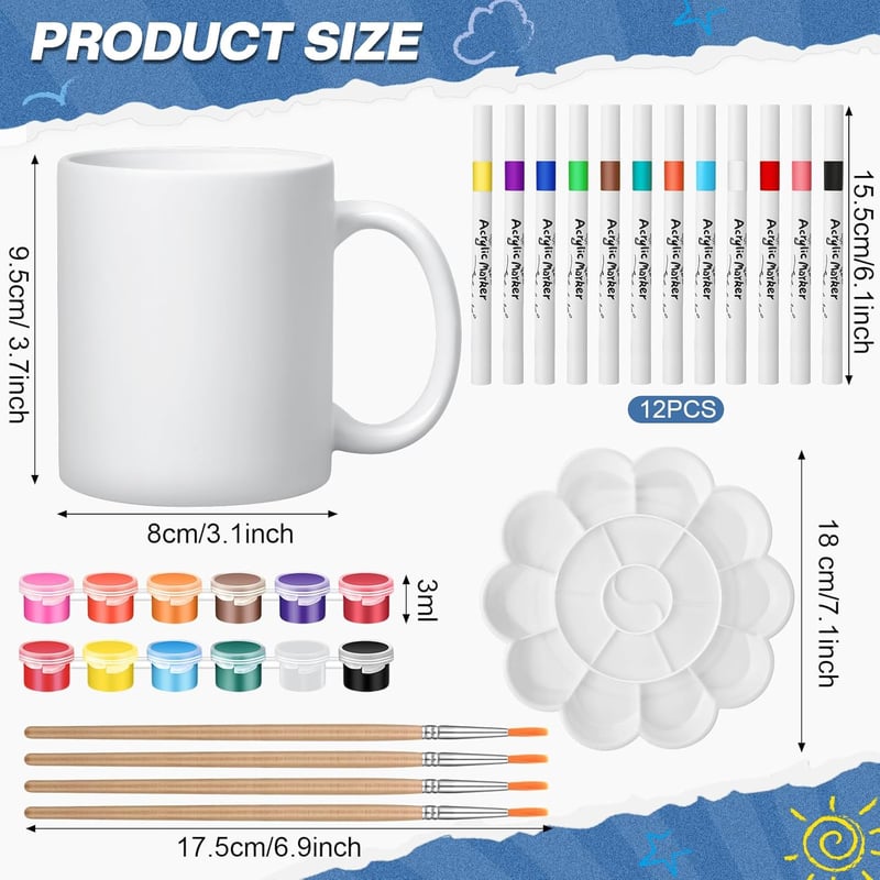 DIY Ceramic Mug Painting Kit for Adults - Personalized Christmas Gift