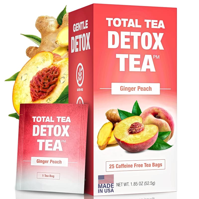 25-Day Caffeine-Free Herbal Detox Tea with Ginger & Peach