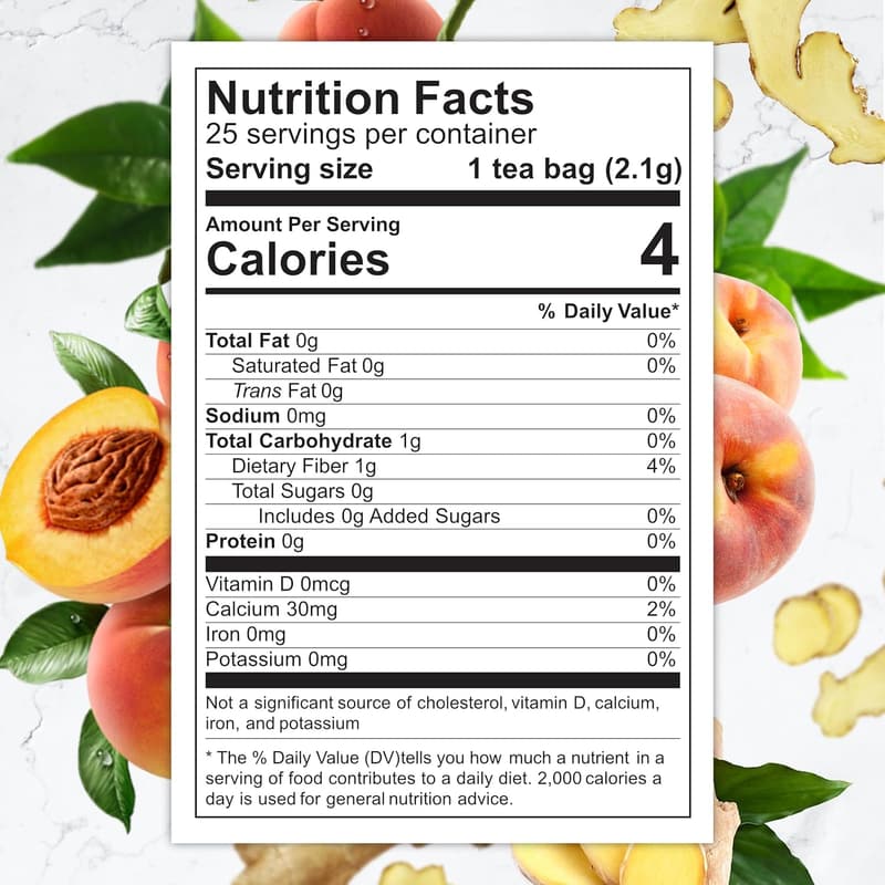 25-Day Caffeine-Free Herbal Detox Tea with Ginger & Peach