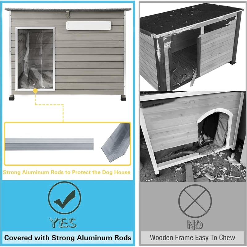 Wooden Dog House for Medium to Large Dogs, Weatherproof Design
