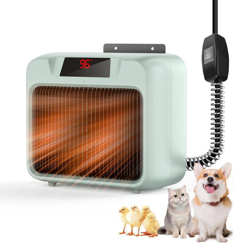 Dog House Heater - 600W/300W Safe Wall-Mounted Pet Heater