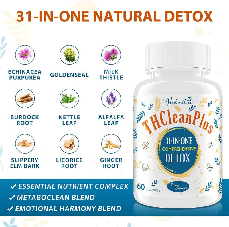 Detox & Liver Cleanser Capsules – Natural Herbal Formula, 60ct