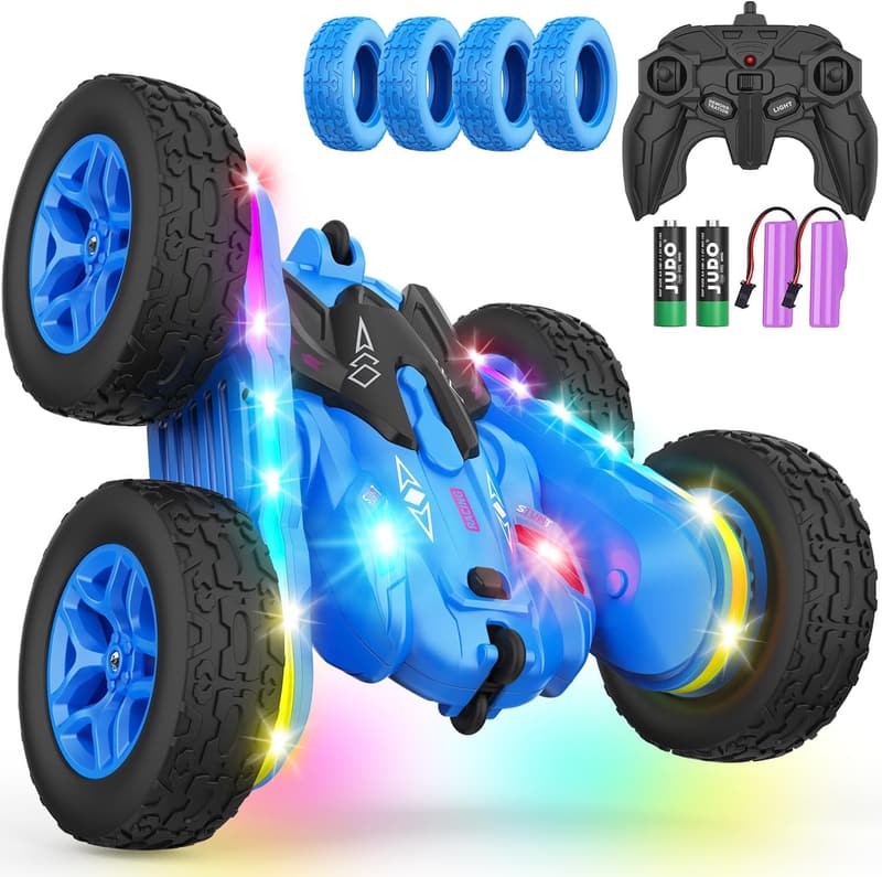 Upgraded 4WD Stunt RC Car with Lights for Kids' Birthday