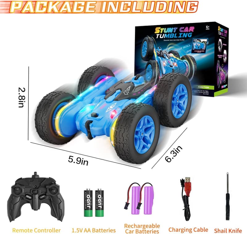 Upgraded 4WD Stunt RC Car with Lights for Kids' Birthday
