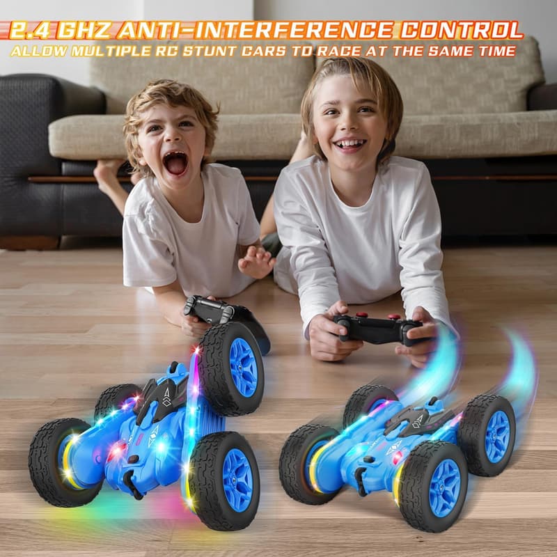 Upgraded 4WD Stunt RC Car with Lights for Kids' Birthday